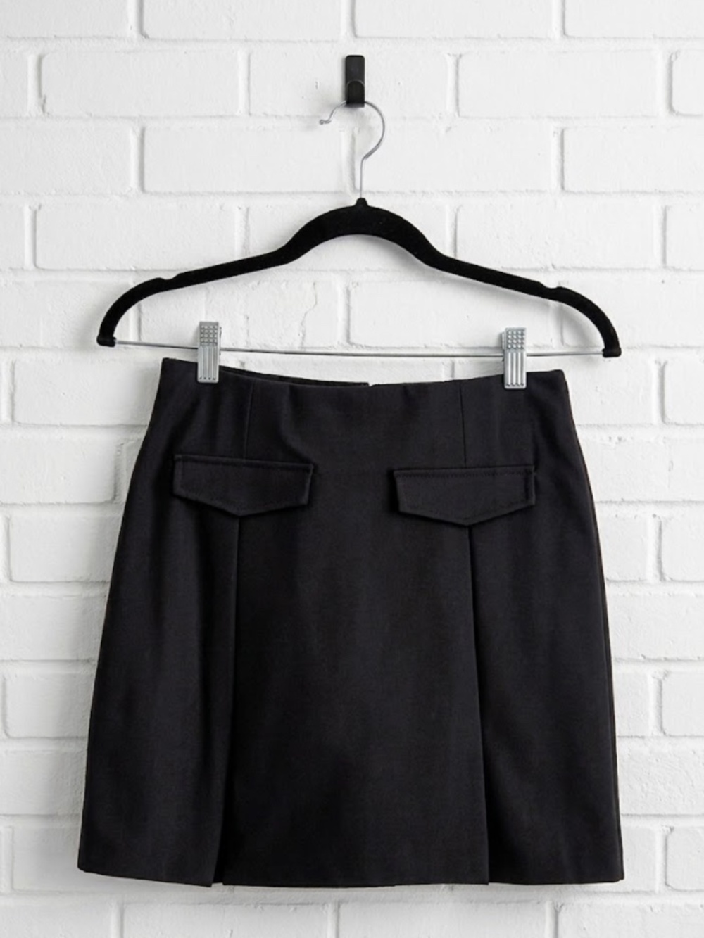 SAKS FIFTH AVENUE A-Line Inverted Front Pleats Mini Skirt, Black XS